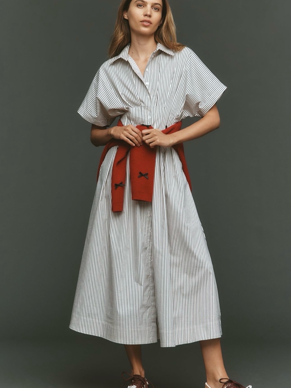 NWT Anthropologie Tobie Shirtdress by Exquise in Black/White Stripe - M